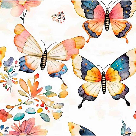 Tricoline Digital Water Burtterfly 100%Algodão 50cm x 1,50mt