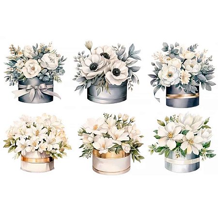 Estampa Fácil Caixas com Flores Brancas