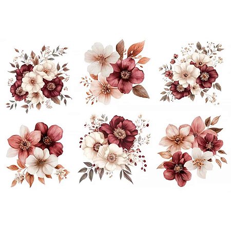 Estampa Fácil Flores Burgundy