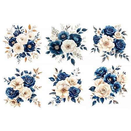 Estampa Fácil Rosas Azuis
