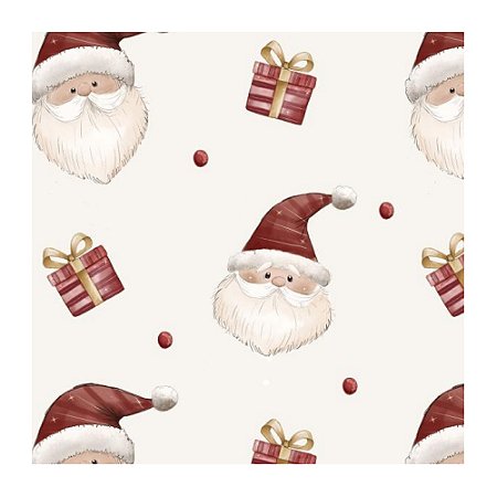 Tricoline Digital Rostos Noel, 100% Algodão, 50cm x 1,50mt