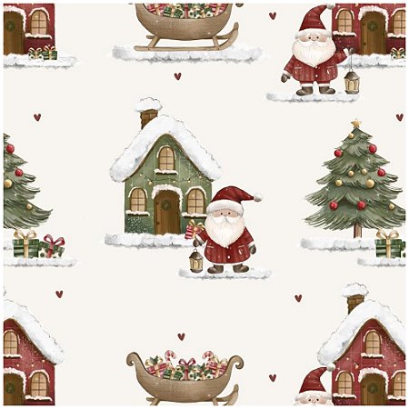 Tricoline Digital Vila de Natal, 100% Algodão, 50cm x 1,50mt