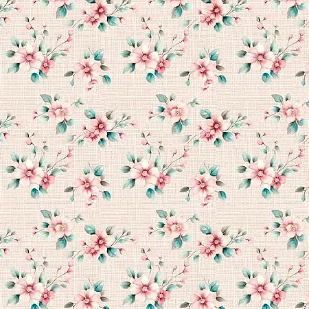 Tricoline Digital RO Mini Flores, 100%Algodão, 50cm x 1,50mt