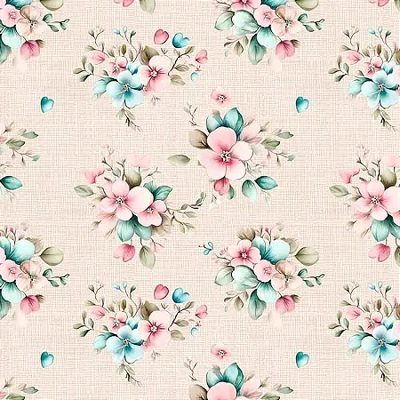 Tricoline Digital RO Bouquet, 100% Algodão, 50cm x 1,50mt