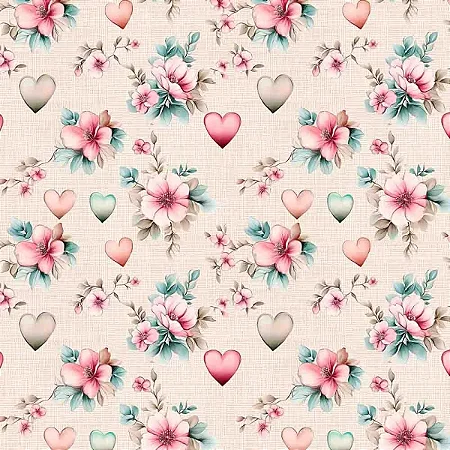 Tricoline Digital RO Romance Creme, 100% Alg., 50cm x 1,50mt