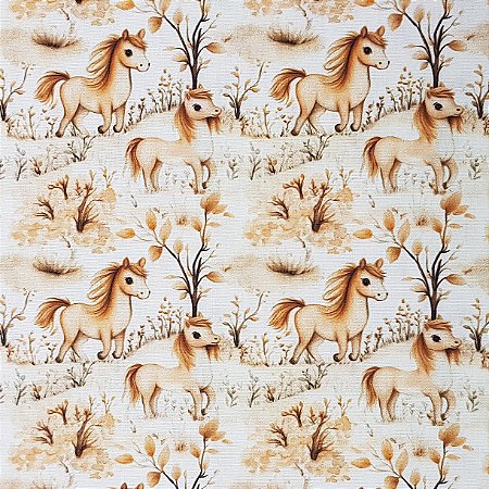 Tricoline Digital Cavalos, 100% Algodão, 50cm x 1,50mt