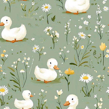 Tricoline Digital Pato Pequeno, 100% Algodão, 50cm x 1,50mt