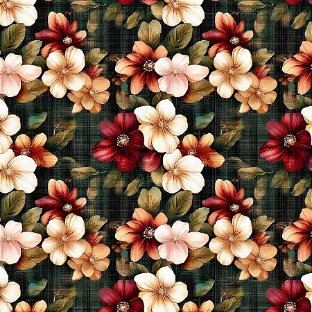 Tricoline Digital Madagascar Floral Médio, 50cm x 1,50mt
