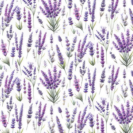 Tricoline Digital Lavandas Ramos, 100% Alg., 50cm x 1,50mt