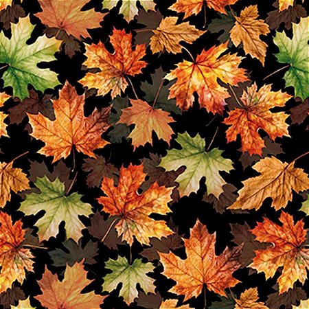 Tricoline Digital Folhas Fundo Escuro 100%Alg, 50cm x 1,50mt