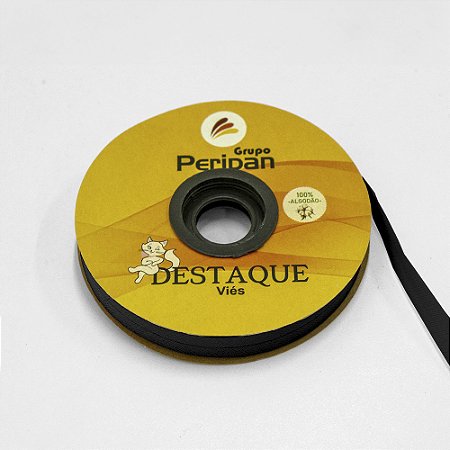 Viés de Algodão Preto - Destaque - 24mm - Peça 20mt
