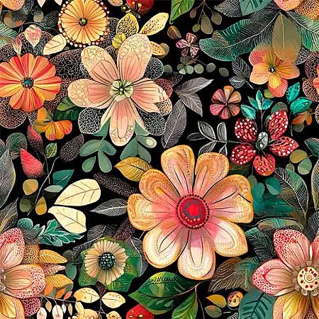 Tricoline Digital Exuberance Flor Salmão, 50cm x 1,50mt