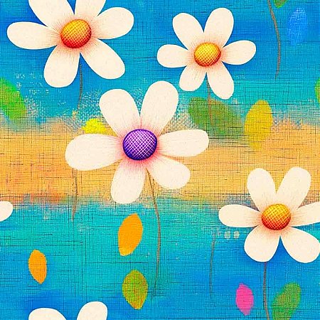 Tricoline Digital Cute Margaridas, 100%Algodão 50cm x 1,50mt