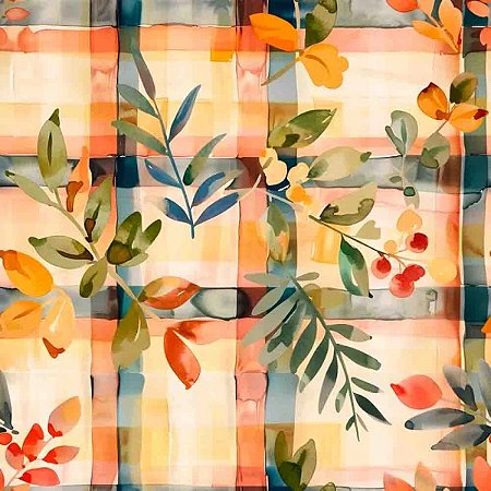 Tricoline Digital Peach Square, 100% Algodão, 50cm x 1,50mt