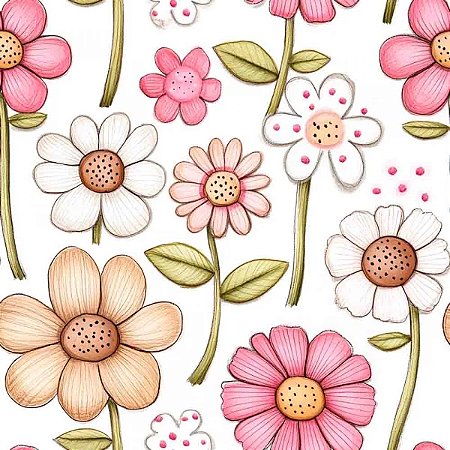 Tricoline Digital Jardim do Pato, 100%Algodão, 50cm x 1,50mt