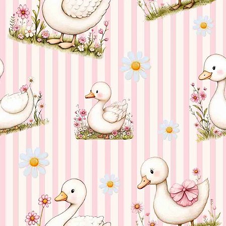 Tricoline Digital Pato Listrado, 100%Algodão, 50cm x 1,50mt