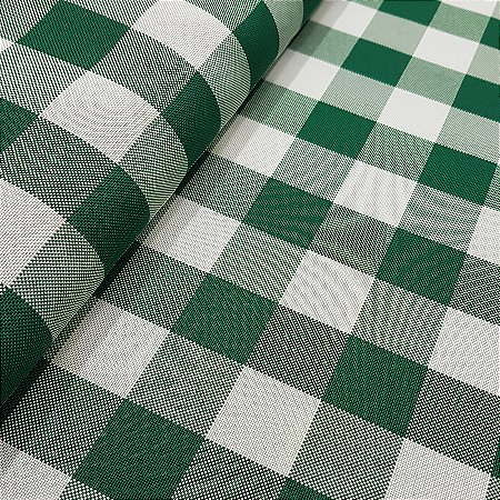 Tecido Panama Xadrez Verde, 100% Poliester, 50cm x 1,70mt