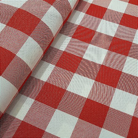 Tecido Panama Xadrez Vermelho, 100% Poliester, 50cm x 1,70mt
