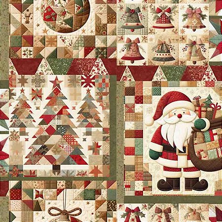 Tricoline Digital Patchwork Papai Noel Grande, 50cm x 1,50mt
