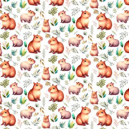 Tricoline Digital Woodland Capivara, 100% Alg, 50cm x 1,50mt
