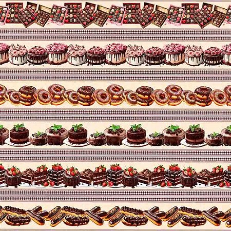 Tricoline Digital Barrado Chocolate, 100% Alg, 50cm x 1,50mt