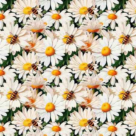 Tricoline Digital Margarida Grande, 100%Algodão 50cm x 1,50m