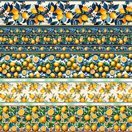 Tricoline Digital Barrado Festa do Limão, 50cm x 1,50mt