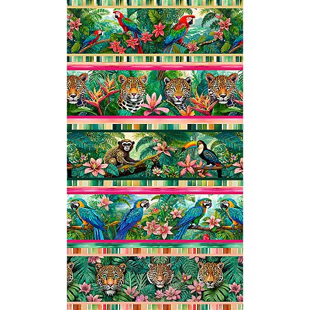 Tricoline Digital Barrado Tropical 100%Algodão 50cm x 1,50mt