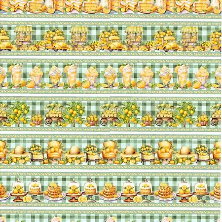 Tricoline Digital Barrado Lemonade, 100% Alg., 50cm x 1,50mt