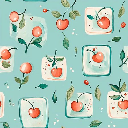 Tricoline Digital Pc Patch Cerejas, 100% Alg., 50cm x 1,50mt