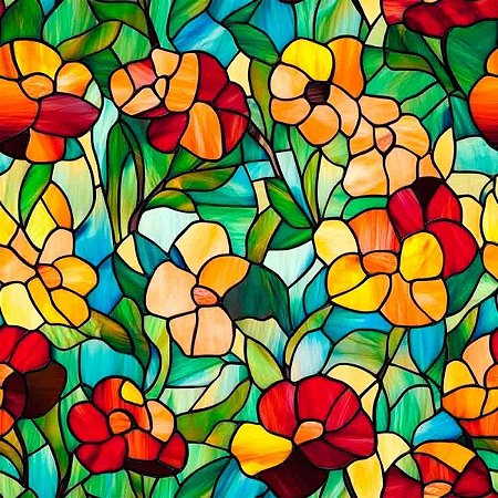 Tricoline Digital Mosaico Vitral Verde, 50cm x 1,50mt