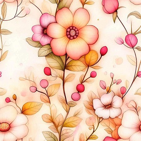 Tricoline Digital Mf. Fileiras de Flores, 50cm x 1,50mt