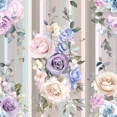 Tricoline Digital Lavanda Listras, 100% Algod, 50cm x 1,50mt