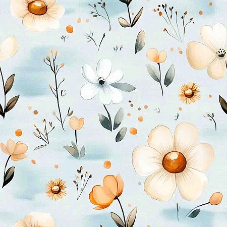 Tricoline Digital Flores, 100% Algodão, 50cm x 1,50mt