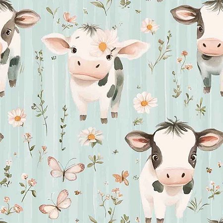 Tricoline Digital Vaquinhas, 100% Algodão, 50cm x 1,50mt