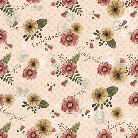 Tricoline Digital Mini Floral Alegria, 100%Alg 50cm x 1,50mt