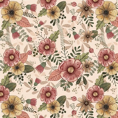 Tricoline Digital Floral Grande Alegria, 50cm x 1,50mt