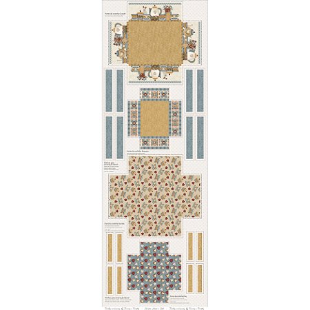 Tricoline Painel Cestinhas de Pães Amor e Café 50cm x 1,50mt