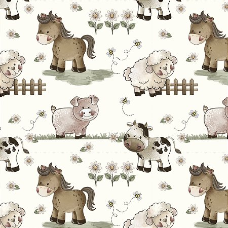 Tricoline Digital Animais Vida no campo, 50cm x 1,50mt