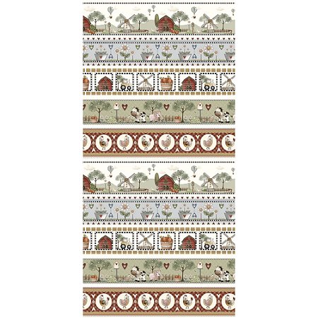 Tricoline Digital Barrado Vida no Campo, 50cm x 1,50mt