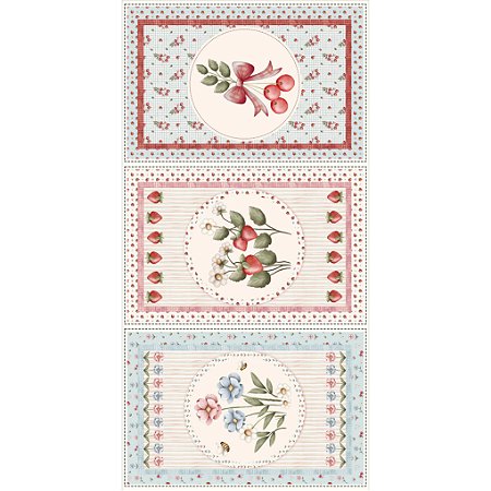 Tricoline Painel Panos de Copa Frutas Vermelhas, 70cmx1,50mt