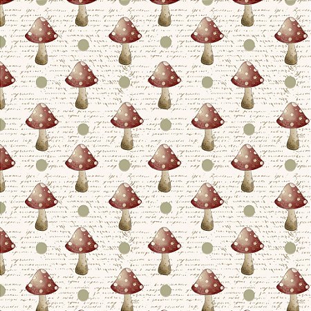 Tricoline Digital Meus Cogumelos no Jardim, 50cm x 1,50mt