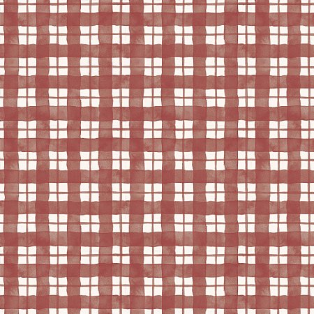 Tricoline Digital Xadrez Garden Vermelho, 50cm x 1,50mt