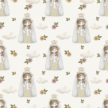 Tricoline Dig Nossa Senhora com o Menino Jesus 50cm x 1,50mt