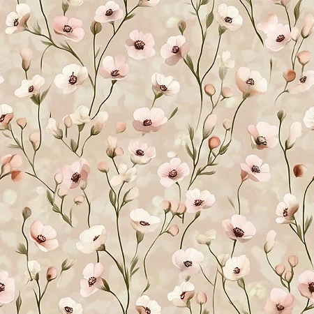 Tricoline Digital Pc Florzinhas, 100% Algodão, 50cm x 1,50mt