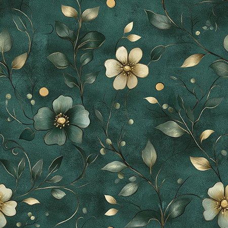 Tricoline Digital Emerald Flor Creme, 100%Alg. 50cm x 1,50mt