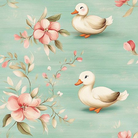 Tricoline Digital Dreamy Patos, 100% Algodão, 50cm x 1,50mt