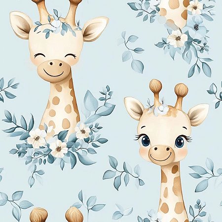 Tricoline Digital Girafa, 100% Algodão, 50cm x 1,50mt