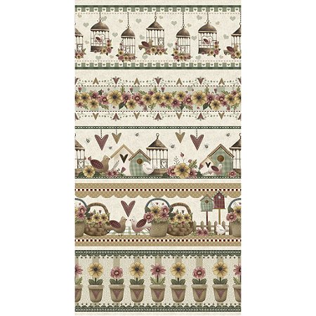 Tricoline Digital Barrado Alegria, 100%Algodão 50cm x 1,50mt