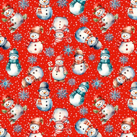 Tricoline Digital Natal Boneco de Neve 100%Alg 50cm x 1,50mt